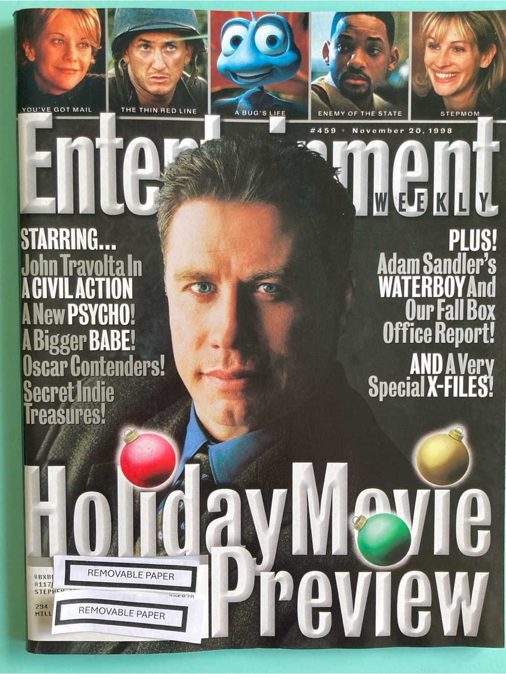 Entertainment Weekly Magazine John Travolta Holiday Movie Prev November 20 1998